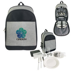 Lakeside Picnic Set Cooler Backpack - 35014_BLKGRA_Colorbrite