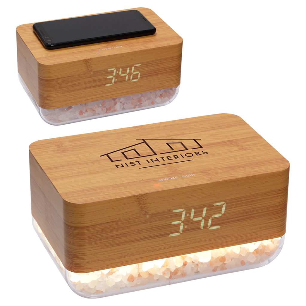 Sunrise Alarm Clock with Himalayan Salt Lamp and Wireless Charger - eac-su21