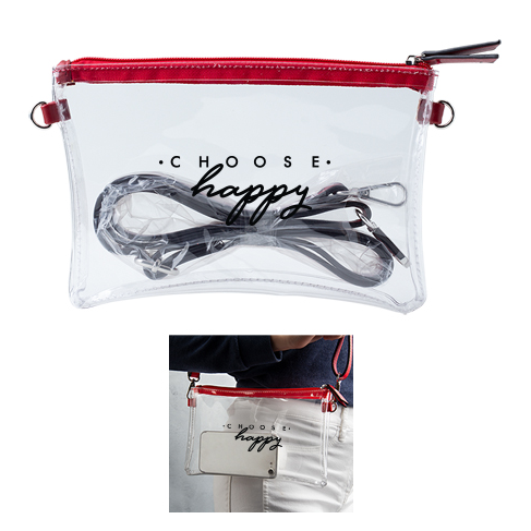 Clear Crossbody Purse - red