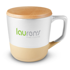 Boston Ceramic Mug with Wood Lid – 16.5 oz - Boston Ceramic Mug with Wood Lid 8211 165 oz 8211 White