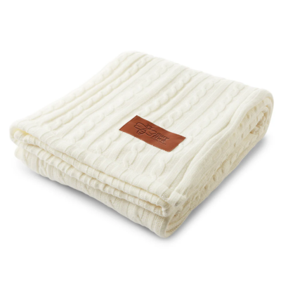 Leeman Cable Knit Sherpa Throw 8211 Cream