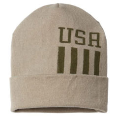Cap America USA-Made Patriotic Cuffed Beanie - khaki