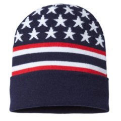 Cap America USA-Made Patriotic Cuffed Beanie - navyFlag