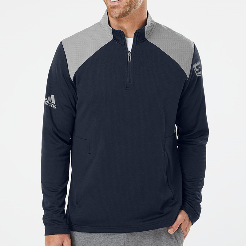 Adidas Textured Mixed Media Quarter-Zip Pullover - 10215_fl