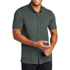 MERCER+METTLE™ Stretch Pique Full-Button Polo - 22282-AnchorGrey-1-MM1006AnchorGreyModelFront2-1200W