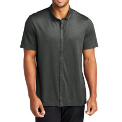 MERCER + METTLE™ Stretch Pique Full-Button Polo - 22282-AnchorGyHt-1-MM1006AnchorGyHtModelFront2-1200W