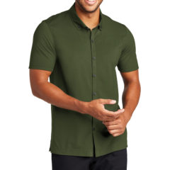 MERCER + METTLE™ Stretch Pique Full-Button Polo - 22282-TownsendGn-1-MM1006TownsendGnModelFront2-1200W