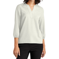 MERCER+METTLE™ Women’s Stretch Crepe 3/4-Sleeve Blouse - 22295-IvoryChiff-1-MM2011IvoryChiffModelFront-1200W