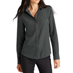 MERCER+METTLE™ Women’s Stretch Crepe Long Sleeve Camp Blouse - 22296-AnchorGrey-1-MM2013AnchorGreyModelFront-1200W