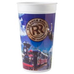 Classic Smooth Walled Plastic Stadium Cup with Full Color Imprint – 32 oz - fullwrapcup