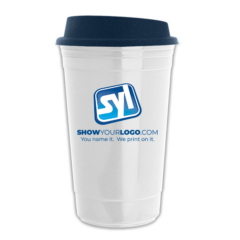 The Traveler Insulated Cup – 16 oz - travelerwhitemetallicnavy