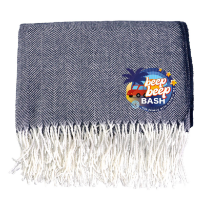 Fringed Throw Blanket 8211 Blue