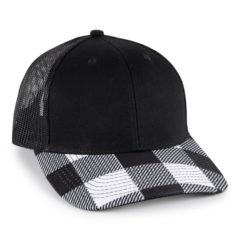 Premium Modern Trucker Hat - 0c771p_black-black-whiteplaid_-1