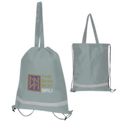 Double Feature Non-Woven Drawstring Tote Bag - 35016_GRA_Colorbrite