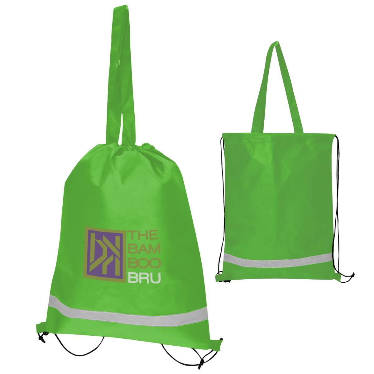 Double Feature NonWoven Drawstring Tote Bag Show Your Logo