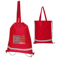Double Feature Non-Woven Drawstring Tote Bag - 35016_RED_Colorbrite