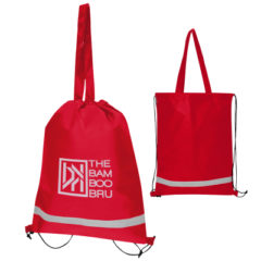Double Feature Non-Woven Drawstring Tote Bag - 35016_RED_Silkscreen