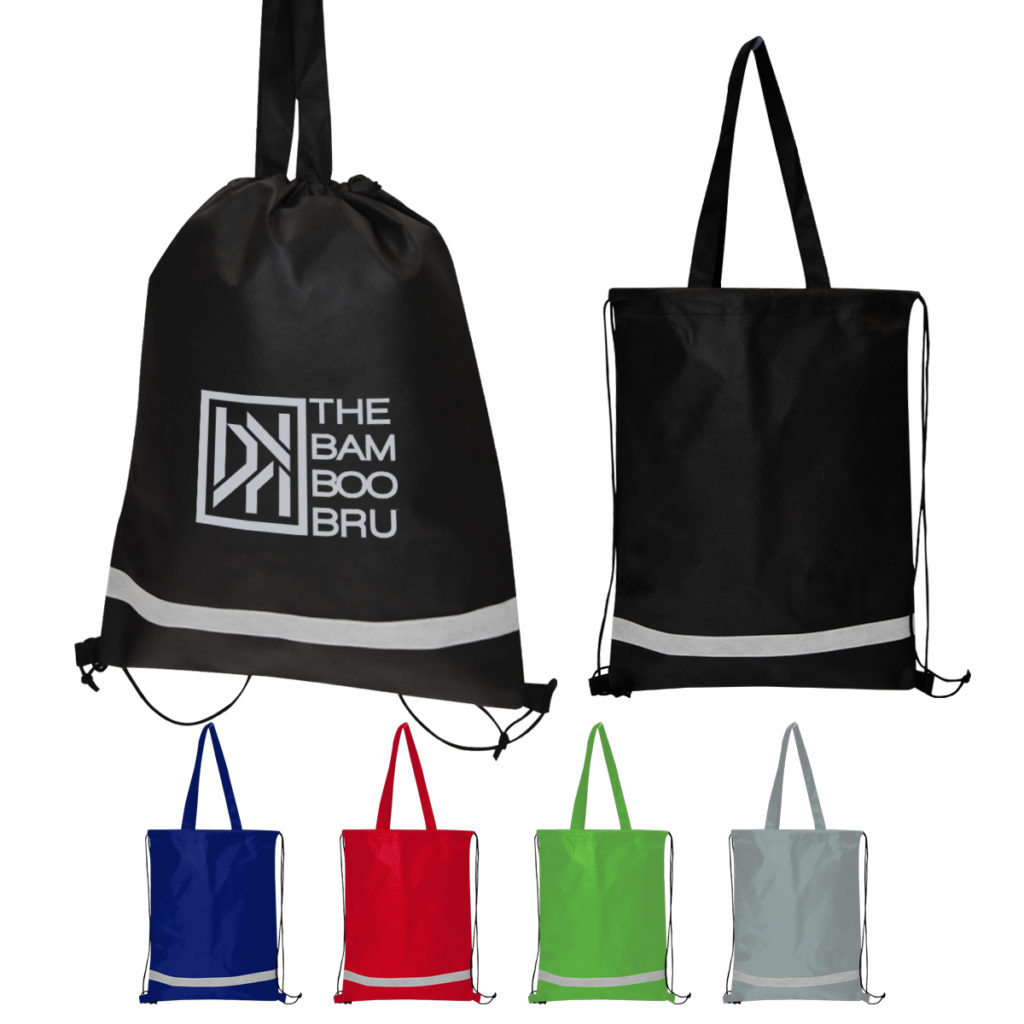 Double Feature Non-Woven Drawstring Tote Bag - 35016_group