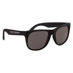 Rubberized Sunglasses with Microfiber Cloth and Pouch - 4000_BLK_Silkscreen