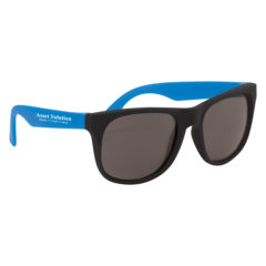 Rubberized Sunglasses with Microfiber Cloth and Pouch - 4000_BLU_Silkscreen
