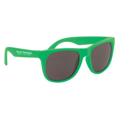 Rubberized Sunglasses with Microfiber Cloth and Pouch - 4000_GRNGRN_Silkscreen