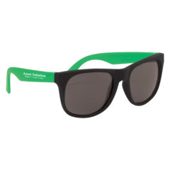 Rubberized Sunglasses with Microfiber Cloth and Pouch - 4000_GRN_Silkscreen
