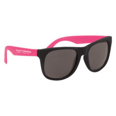 Rubberized Sunglasses with Microfiber Cloth and Pouch - 4000_PNK_Silkscreen