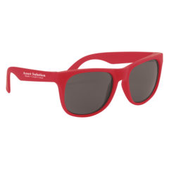 Rubberized Sunglasses with Microfiber Cloth and Pouch - 4000_REDRED_Silkscreen