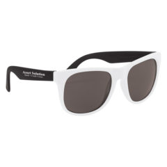 Rubberized Sunglasses with Microfiber Cloth and Pouch - 4000_WHTBLK_Silkscreen