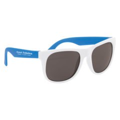 Rubberized Sunglasses with Microfiber Cloth and Pouch - 4000_WHTBLU_Silkscreen