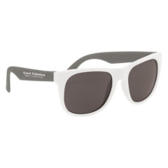 Rubberized Sunglasses with Microfiber Cloth and Pouch - 4000_WHTGRA_Silkscreen