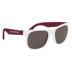 Rubberized Sunglasses with Microfiber Cloth and Pouch - 4000_WHTMAR_Silkscreen
