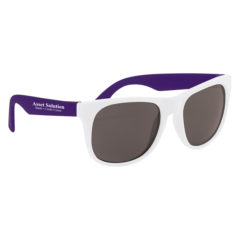 Rubberized Sunglasses with Microfiber Cloth and Pouch - 4000_WHTPUR_Silkscreen