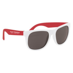 Rubberized Sunglasses with Microfiber Cloth and Pouch - 4000_WHTRED_Silkscreen