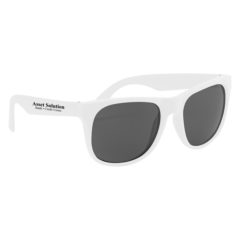 Rubberized Sunglasses with Microfiber Cloth and Pouch - 4000_WHTWHT_Silkscreen