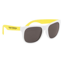 Rubberized Sunglasses with Microfiber Cloth and Pouch - 4000_WHTYEL_Silkscreen