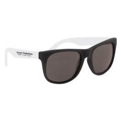 Rubberized Sunglasses with Microfiber Cloth and Pouch - 4000_WHT_Silkscreen