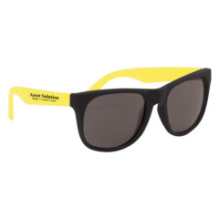 Rubberized Sunglasses with Microfiber Cloth and Pouch - 4000_YEL_Silkscreen