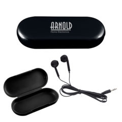 Metallic Wired Earbuds with Clamshell Case - 9751_BLK_Silkscreen