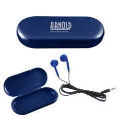 Metallic Wired Earbuds with Clamshell Case - 9751_BLU_Silkscreen