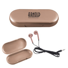 Metallic Wired Earbuds with Clamshell Case - 9751_ROSEGOLD_Silkscreen
