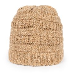 Cable Knit Beanie - oc807_heathered-camel_01_1