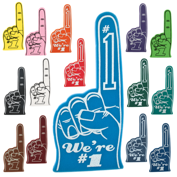 Group of Multicolored foam fingers great for school swag 
