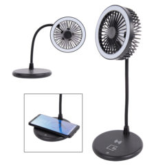 Desktop Fan with Ring Light and Wireless Charger - 25008_BLK_Silkscreen