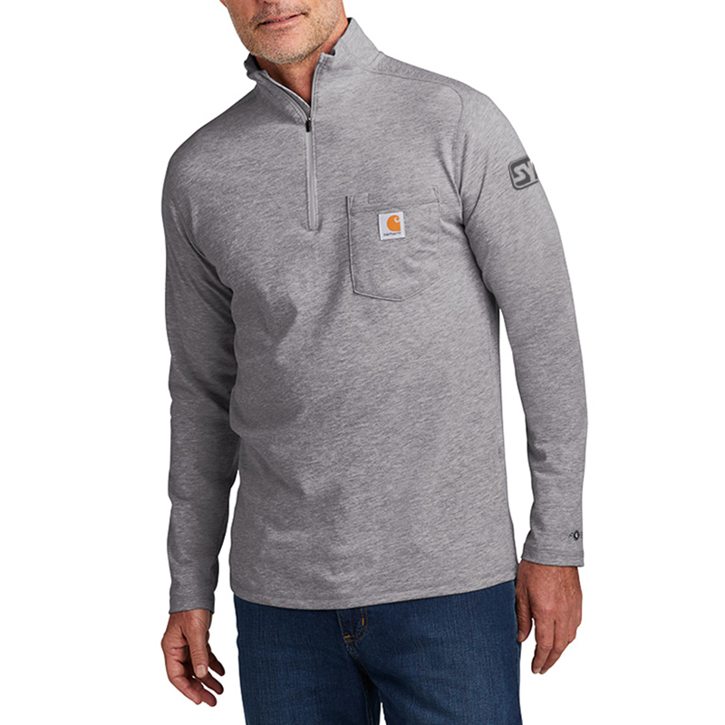 Carhartt Force® 1/4-Zip Long Sleeve T-Shirt - CT104255_heathergrey_model_front