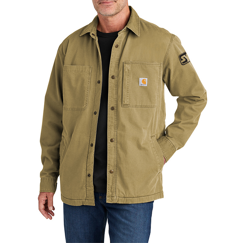 Carhartt® Rugged Flex® Fleece-Lined Shirt Jac - CT105532_darkkhaki_model_front