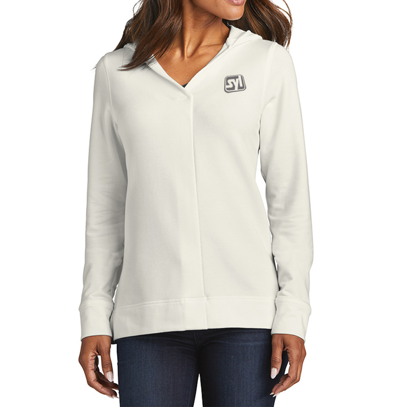 Port Authority® Ladies Microterry Pullover Hoodie - LK826_ivorychiffon_model_front