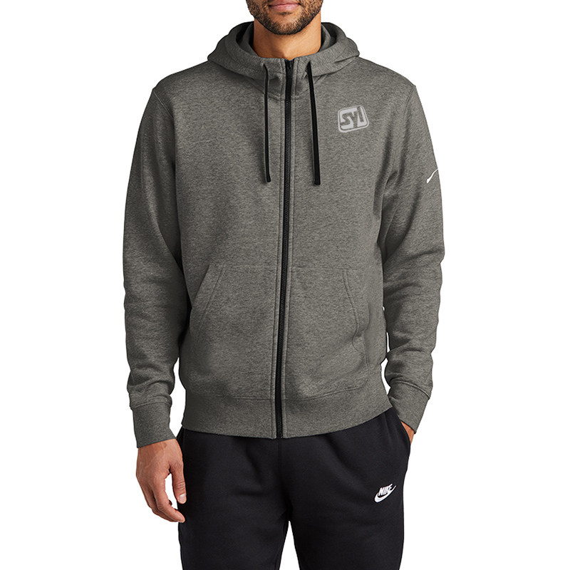 Nike Club Fleece Sleeve Swoosh Full-Zip Hoodie - NKDR1513_charcoalheather_model_front