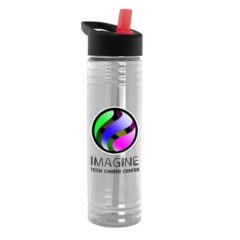 Slim Fit Bottle with Flip Straw – 24 oz - DPTB24H_clear-red-black_1124189