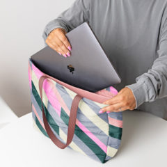 Open Laptop Tote – Puff Puff - 5053-PP-H-Open-Laptop-Tote-Pocket-Lifestyle-Model-interior-masked-MBS